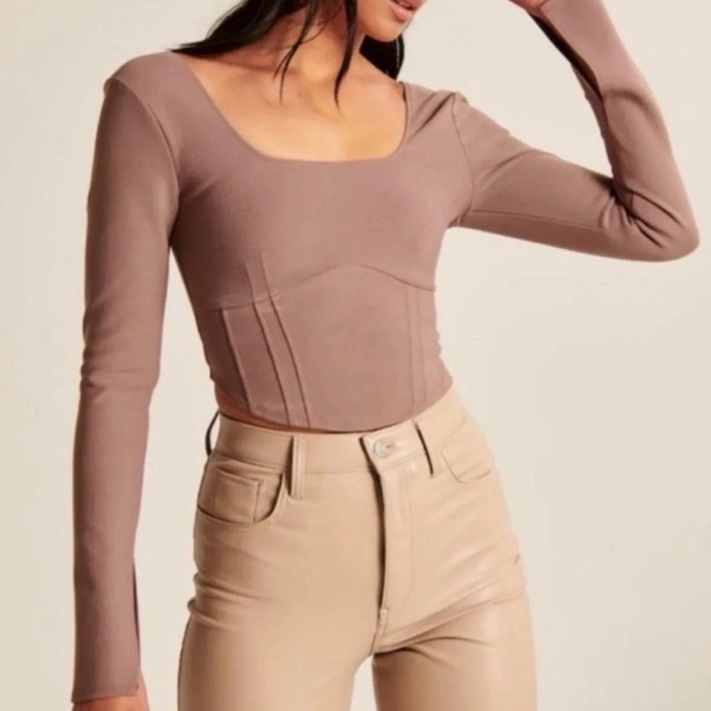 NWT Abercrombie & Fitch Cropped Taupe Corset Top